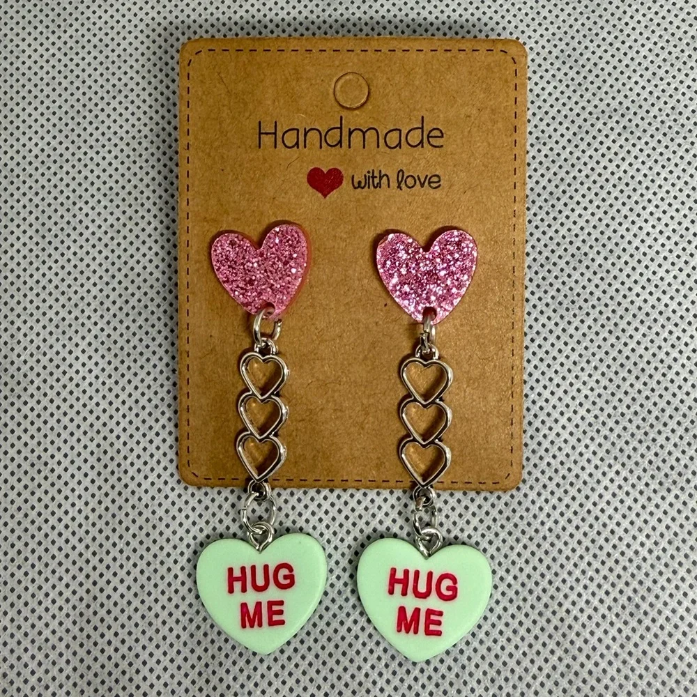 Handmade Valentine’s Day Candy Heart Earrings